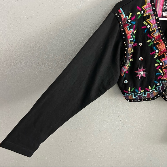 JouJou Embellished Embroidered Beaded Bolero Cropped Open Front Jacket Women’s M - Picture 7 of 10